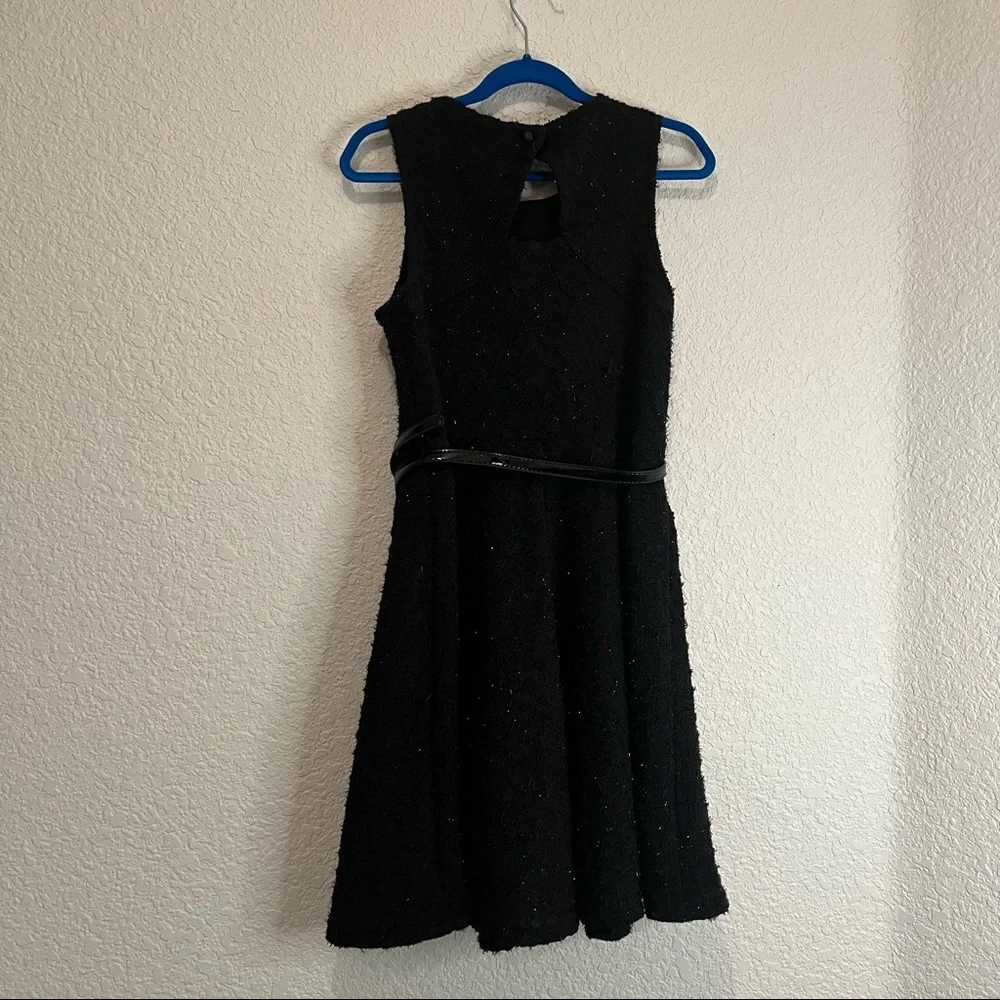 Justice Black Sequin Sparkle Holiday Belted Sleeveless Girls Dress Size 10